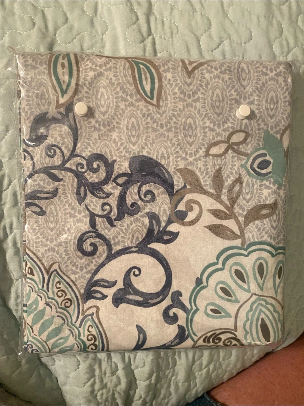 Madison Park Blue Teal Gray Paisley Shower Curtain